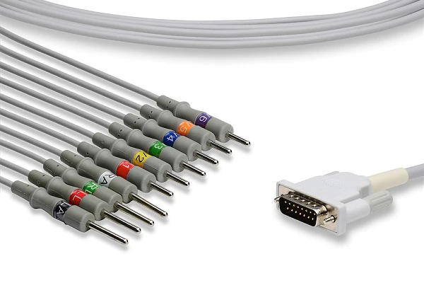 RespBuy-10-Lead-ECG-Lead-15-Pin-Needles-Type-Clips 15 Pin Replacement Cable For 10 Lead ECG Machines