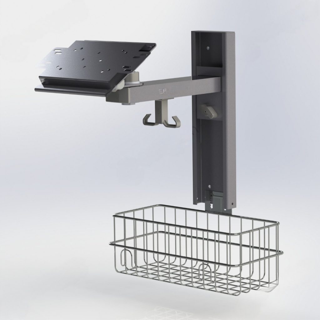 RespBuy-WallMount-With-Basket-transformed Wall Mount Stand For Patient Monitors