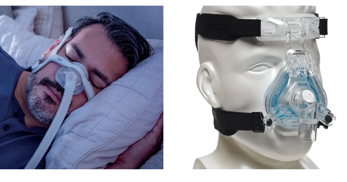Patient and mannequin with CPAP mask