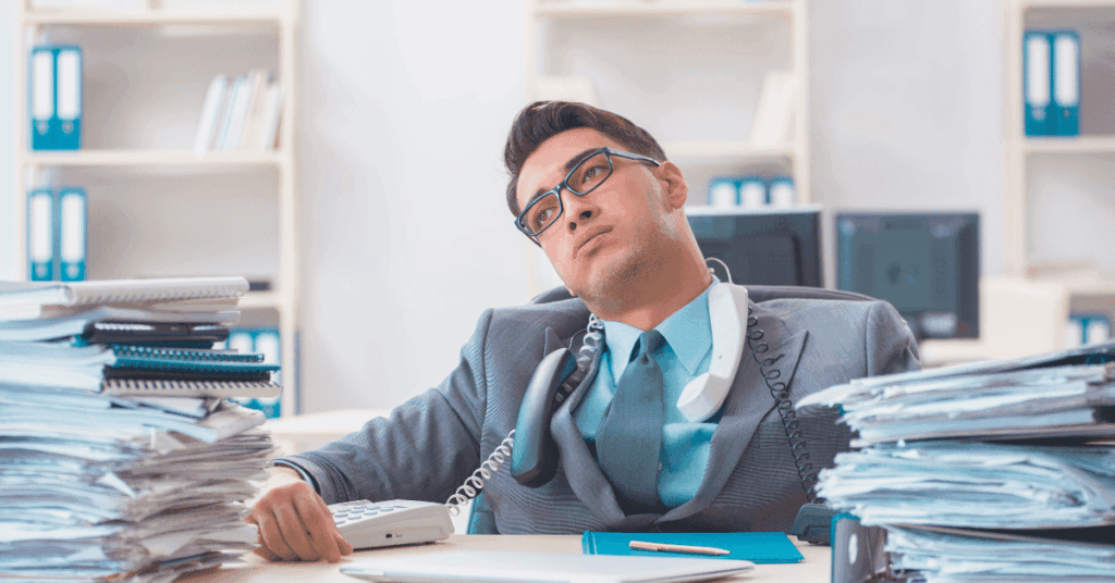 Tired employee in the office